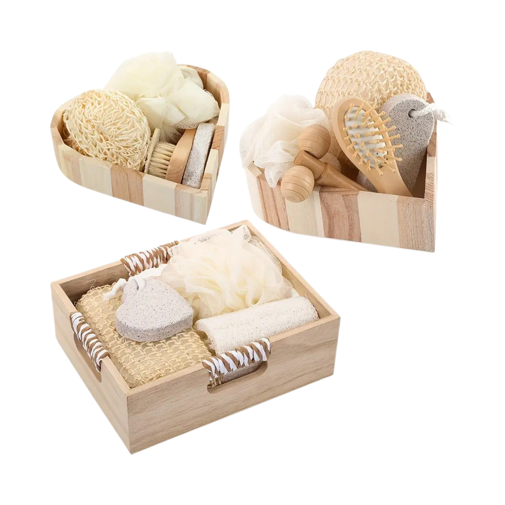 Boxed Heart-Shaped Bath Set