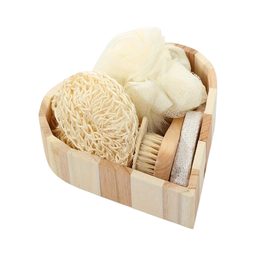 Boxed Heart-Shaped Bath Set
