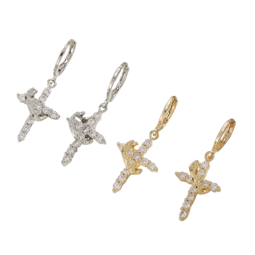 Crowned in Faith Cross Earrings