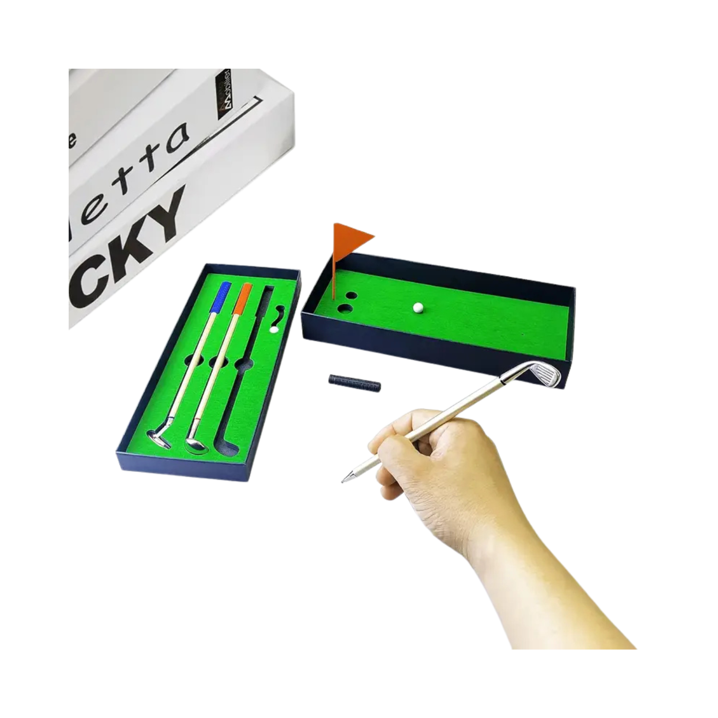 1-Set Golf Pen Set & Mini Desktop Putting Game
