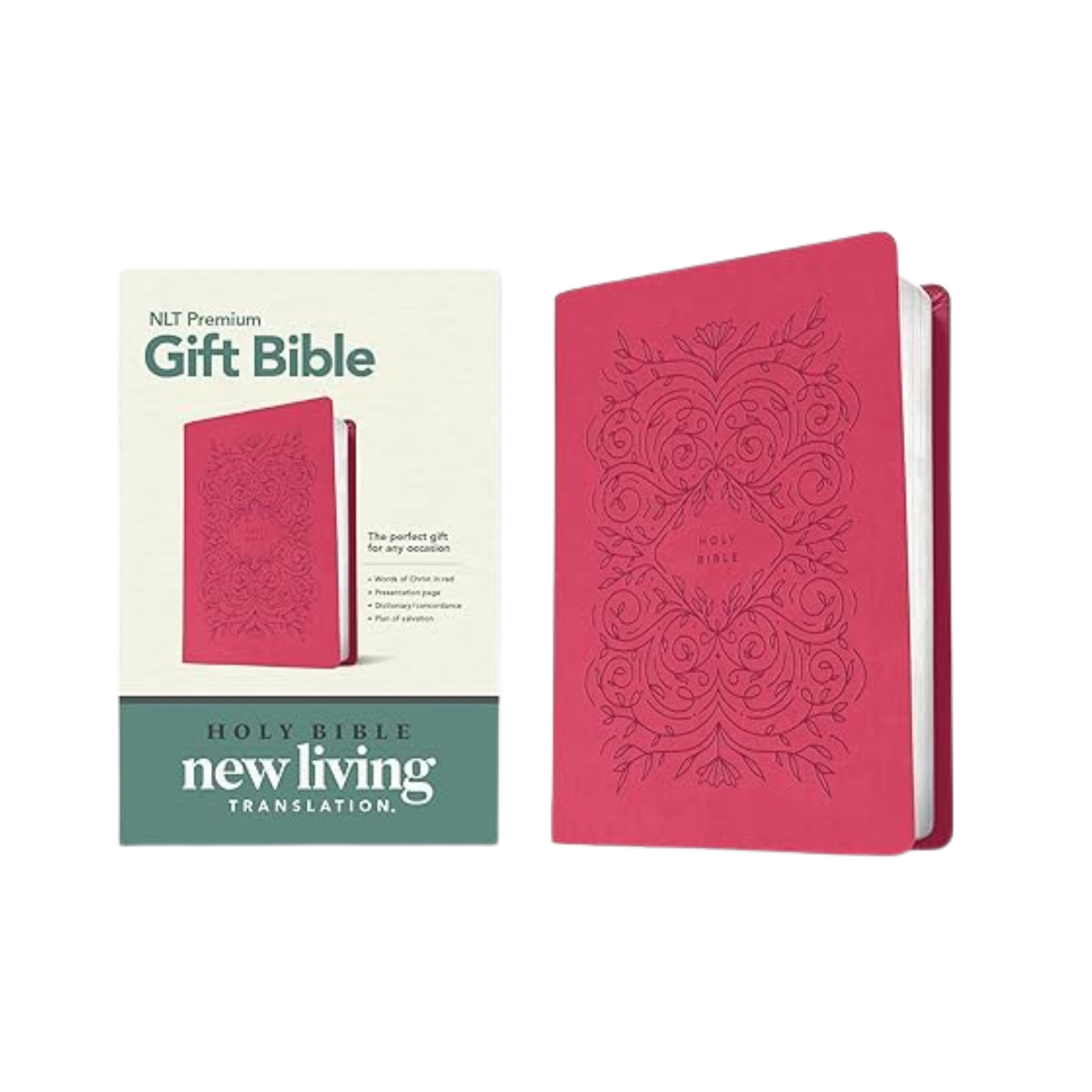 NLT Premium Gift Bible, Red Letter, LeatherLike, Very Berry