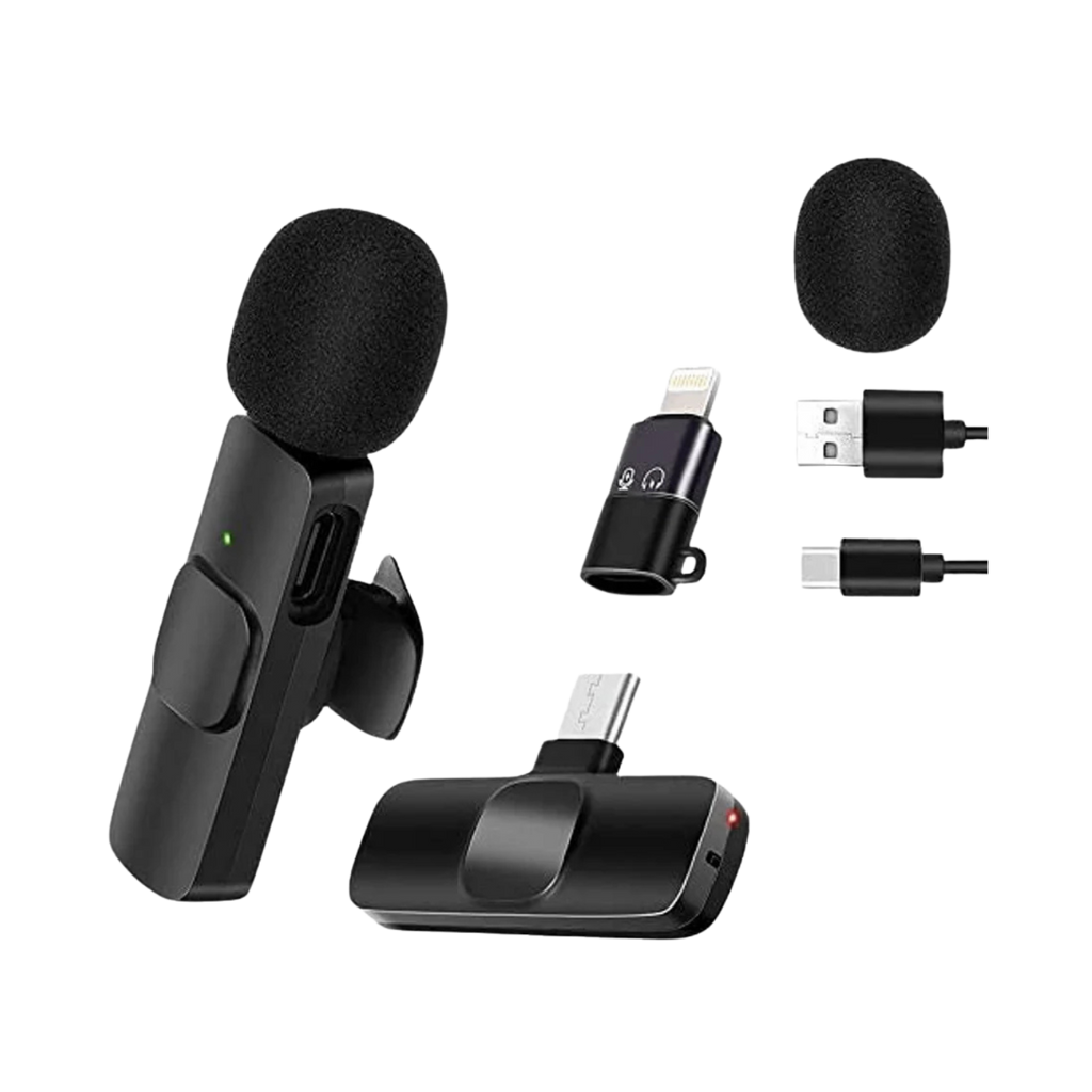 Tuff-Luv Wireless USB-C Lavalier Lapel Microphone Black