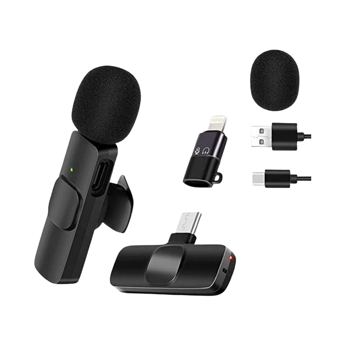 Tuff-Luv Wireless USB-C Lavalier Lapel Microphone Black