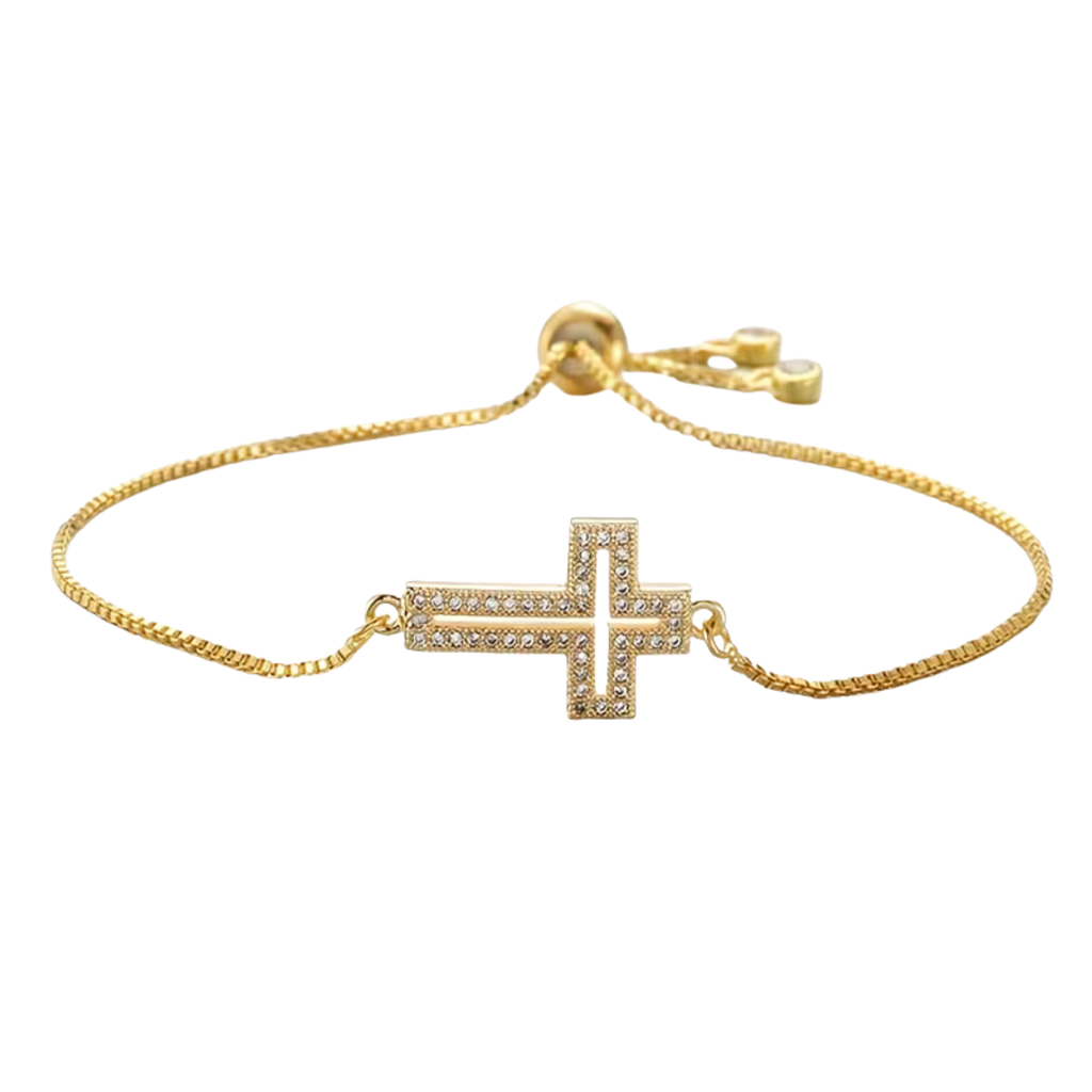 "You are worth it" Cross Bracelet - Gold