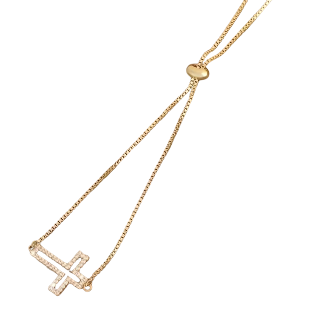 "You are worth it" Cross Bracelet - Gold